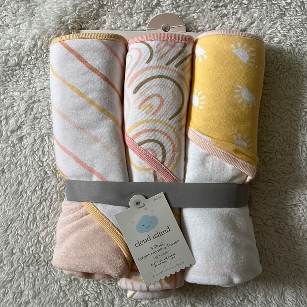Cloud Island 3-Pack Infant Hooded Towels